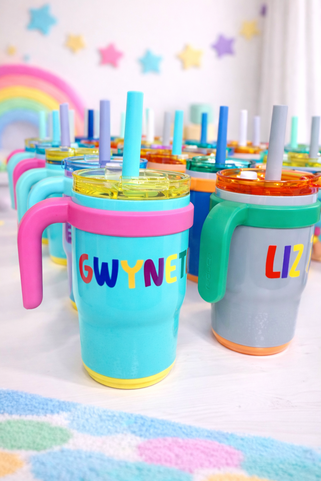 Personalized Kids 14oz Tumbler with Straw & Handle