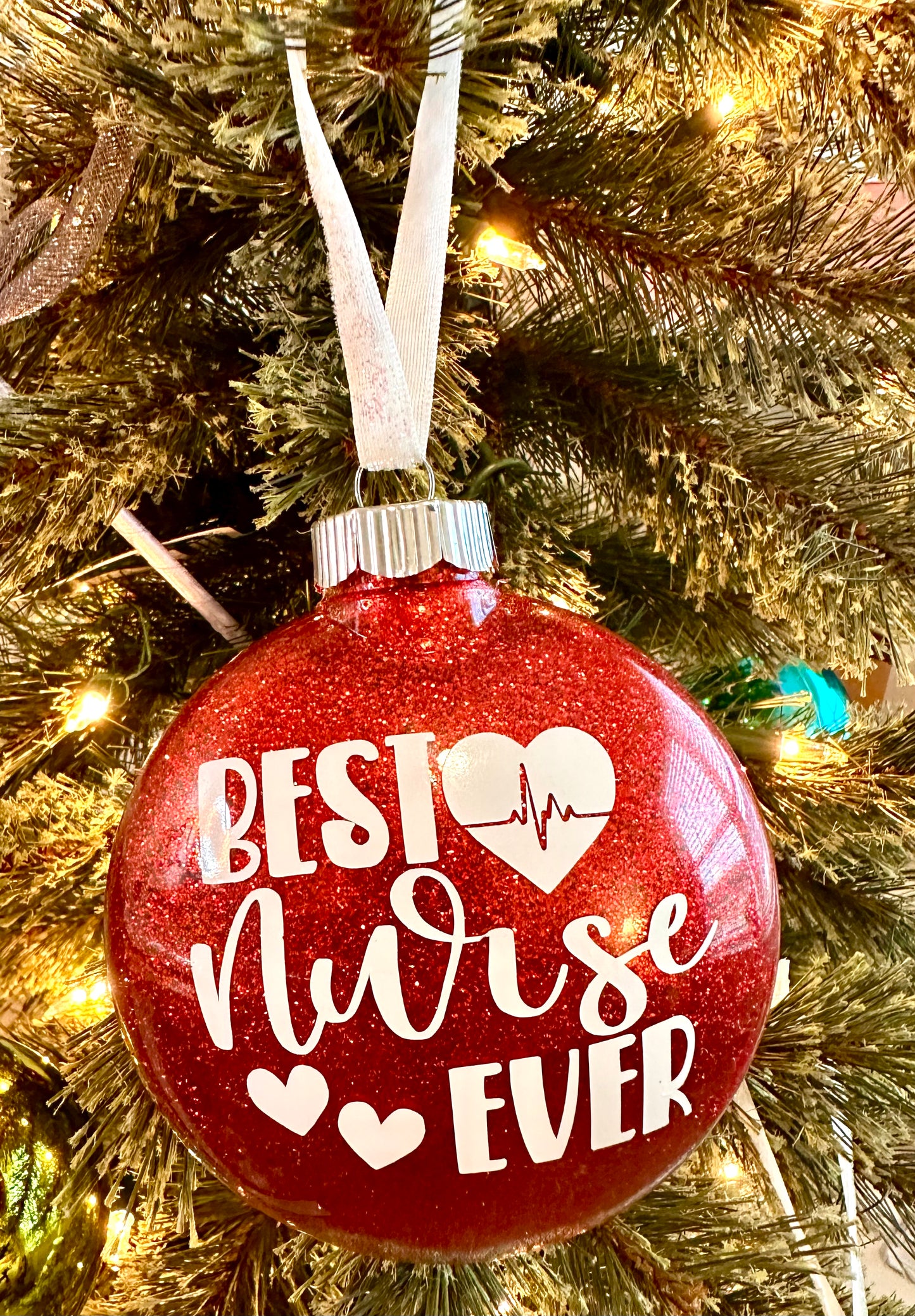 Best Nurse Ever Glitter Ornament