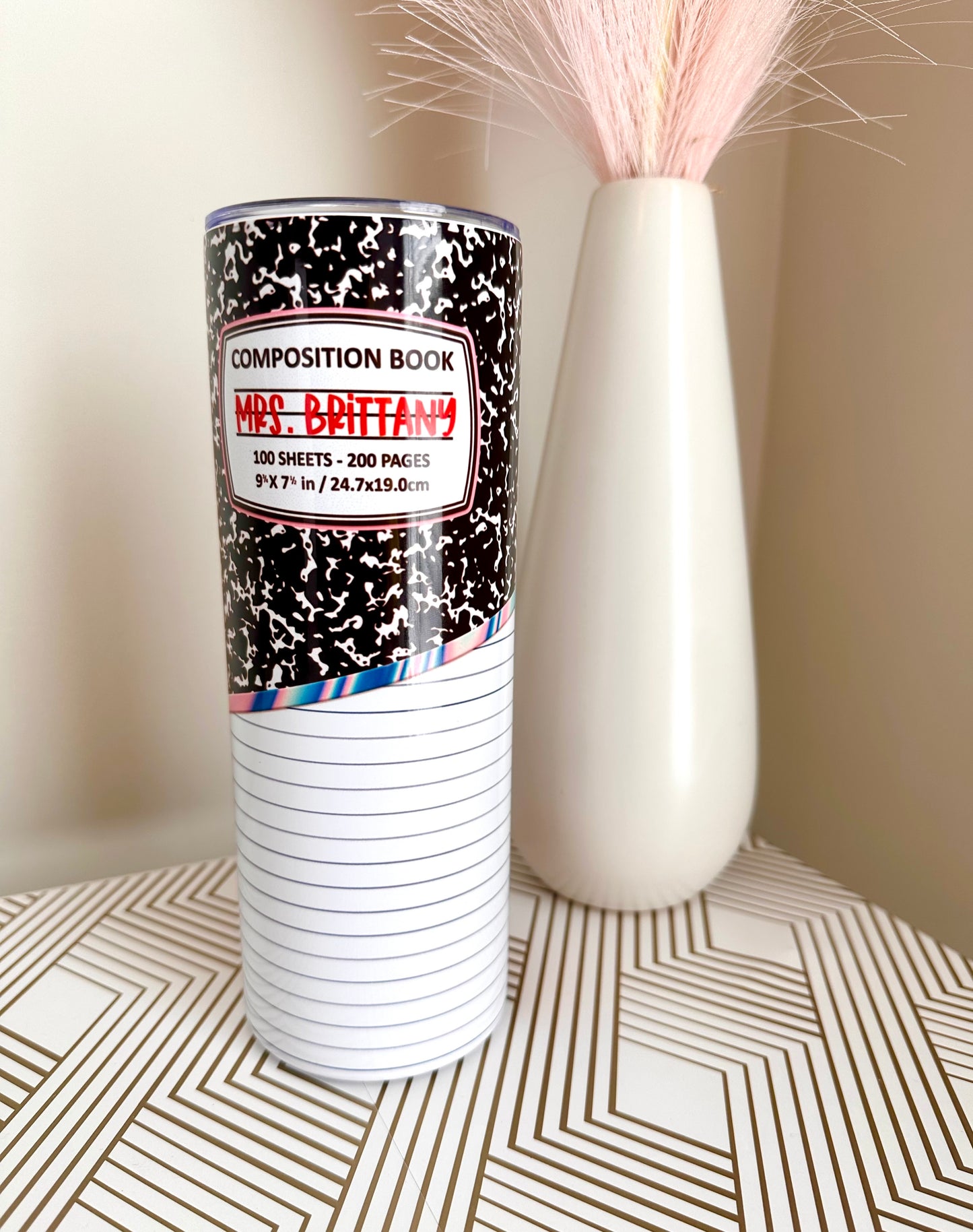 School Supply Composition Notebook Tumbler