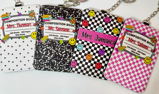Custom Teacher Name ID Holder with Lanyard
