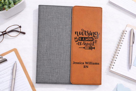 Personalized Nurse Leather Portfolio with Notepad