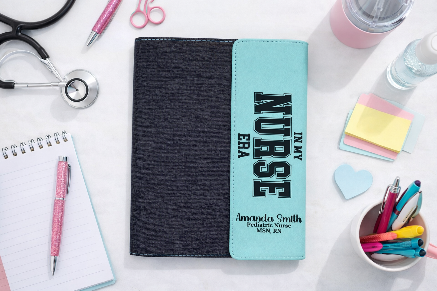 Personalized Nurse Leather Portfolio with Notepad