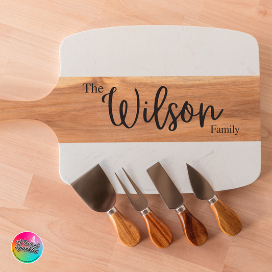 Engraved Marble Charcuterie Board Set