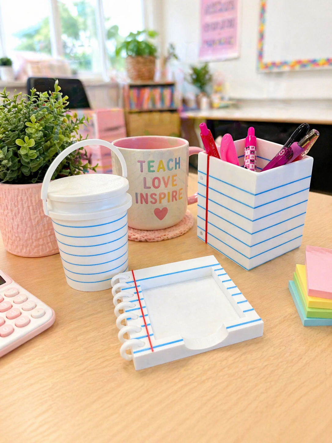 Personalized Notebook Paper Teacher Desk Set-3D Printed