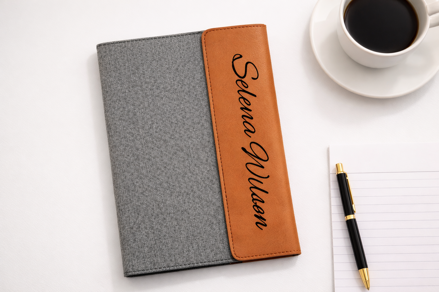 Personalized Leather Portfolio with Notepad