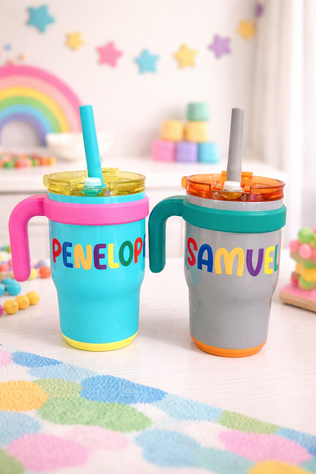 Personalized Kids 14oz Tumbler with Straw & Handle