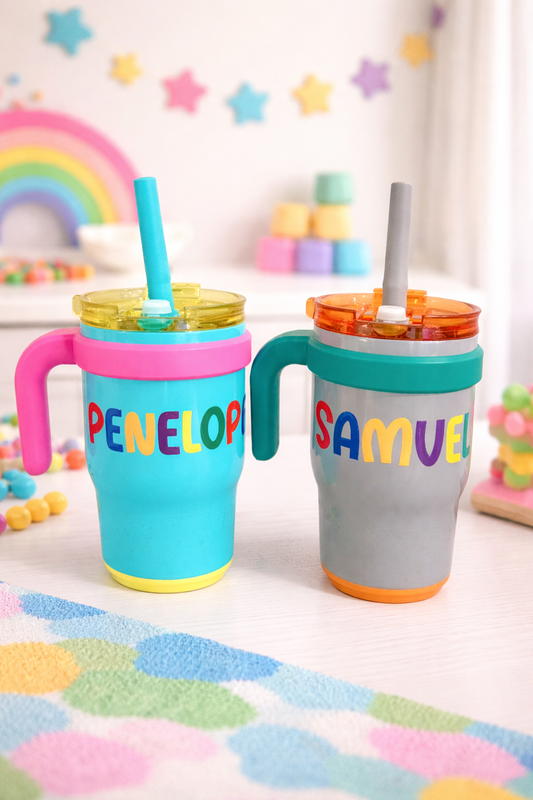 Personalized Kids 14oz Tumbler with Straw & Handle