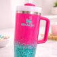 Personalized Pink & Teal Stanley Glitter Tumbler