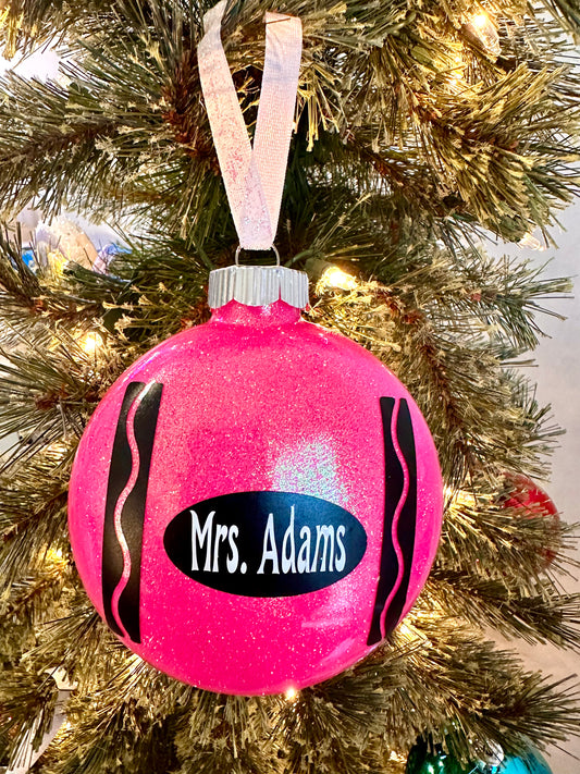 Crayon Themed Glitter Ornament