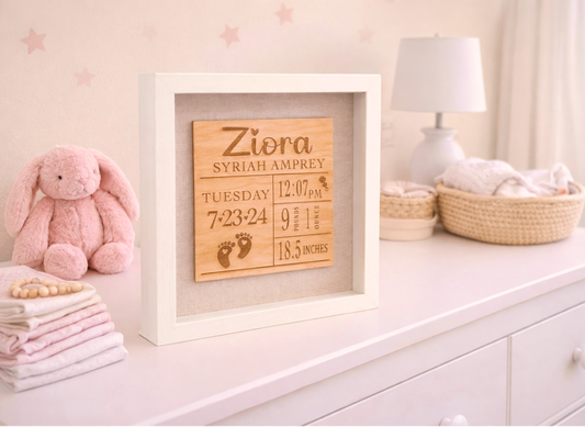 Personalized Baby Birth Stats Shadow Box Frame