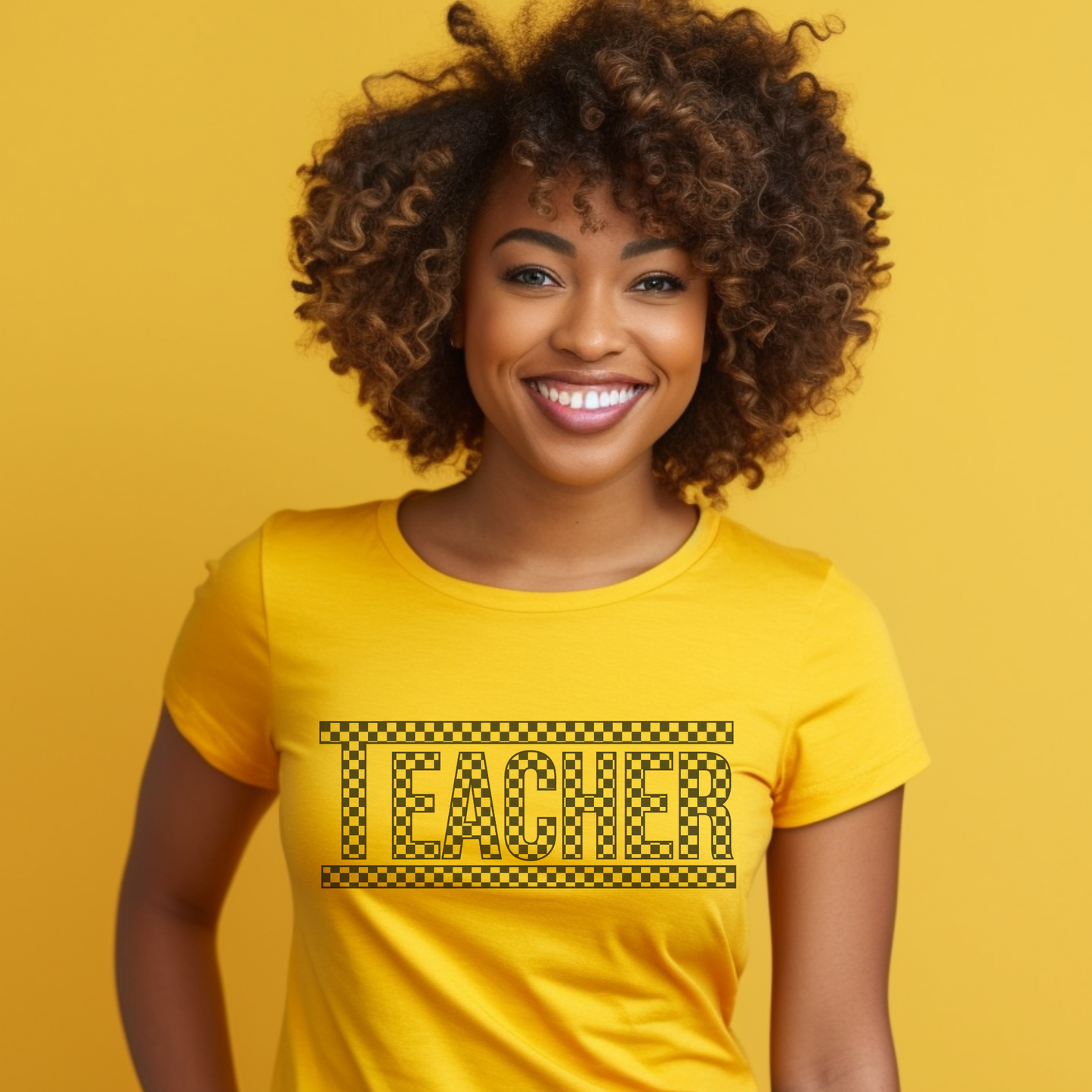 Checkered Teacher T-shirt