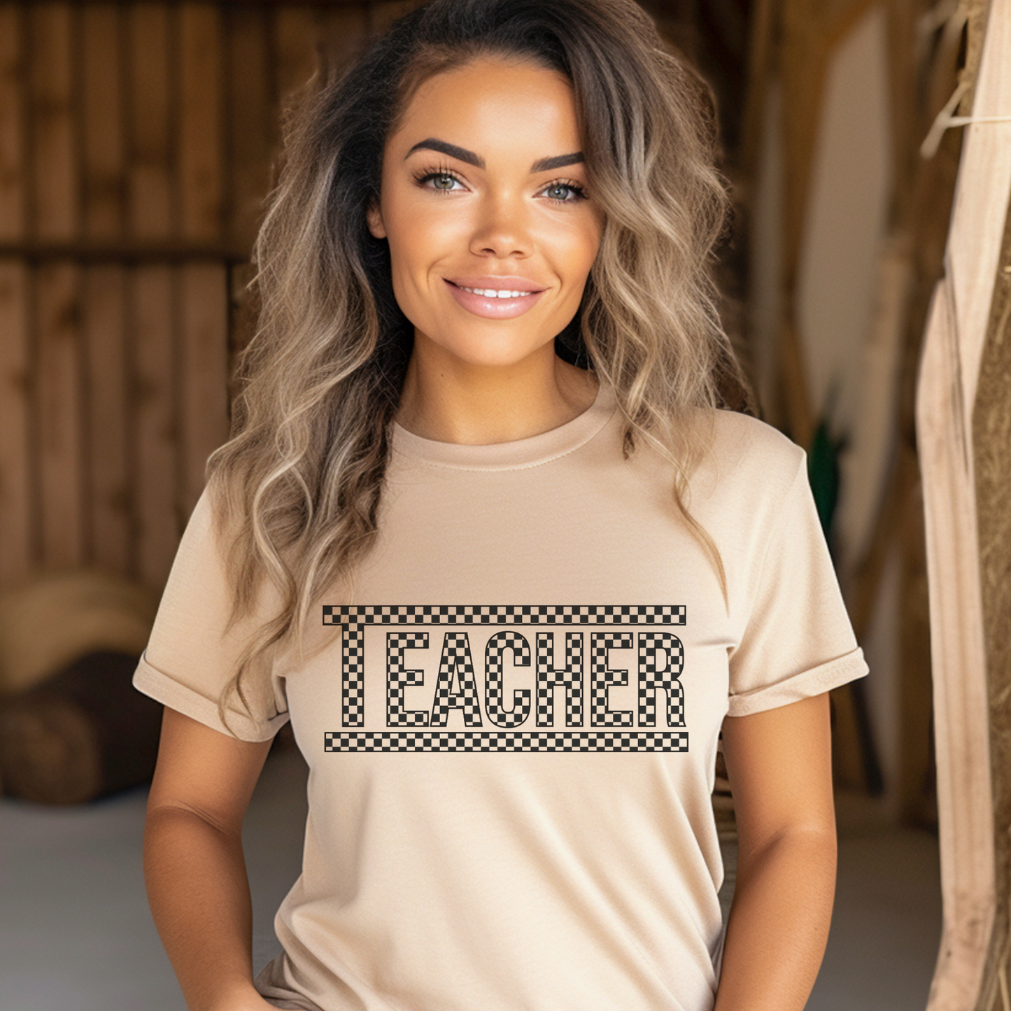 Checkered Teacher T-shirt