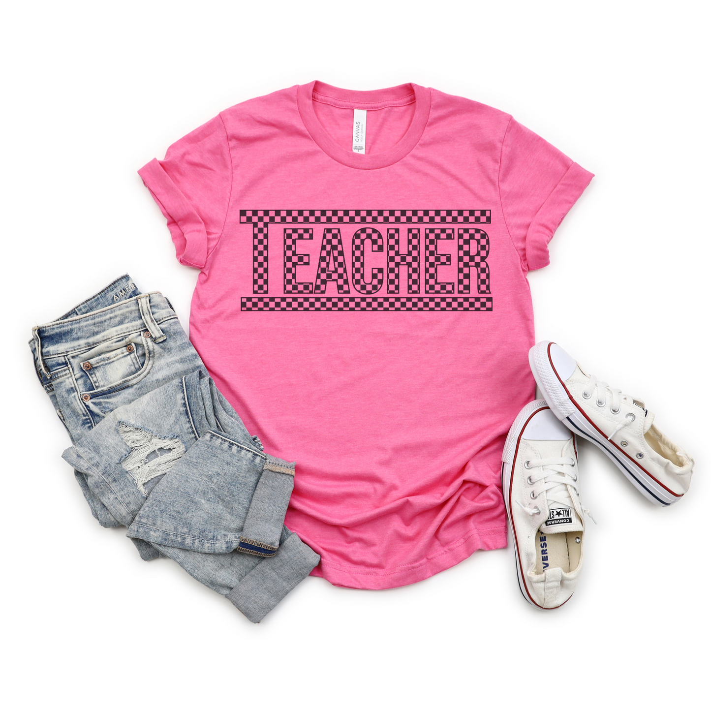 Checkered Teacher T-shirt