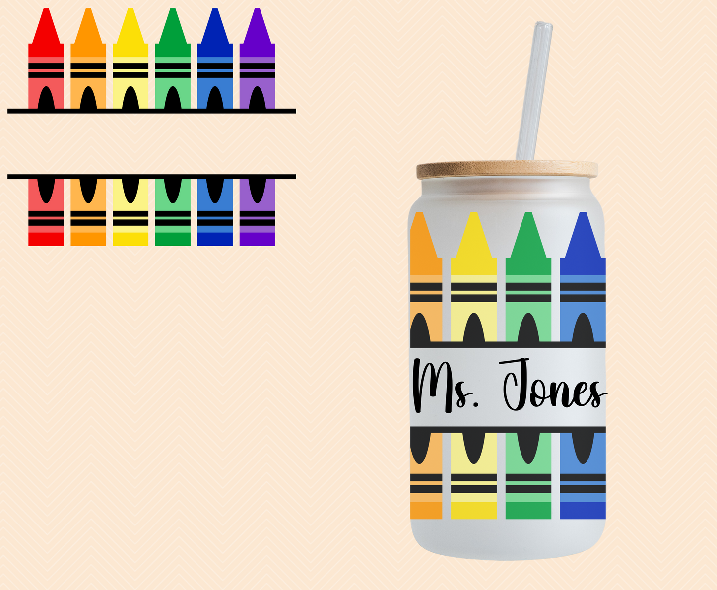 Crayon Glass Can Personalized