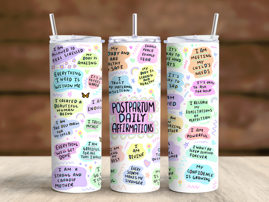 Postpartum Daily Affirmations Tumbler